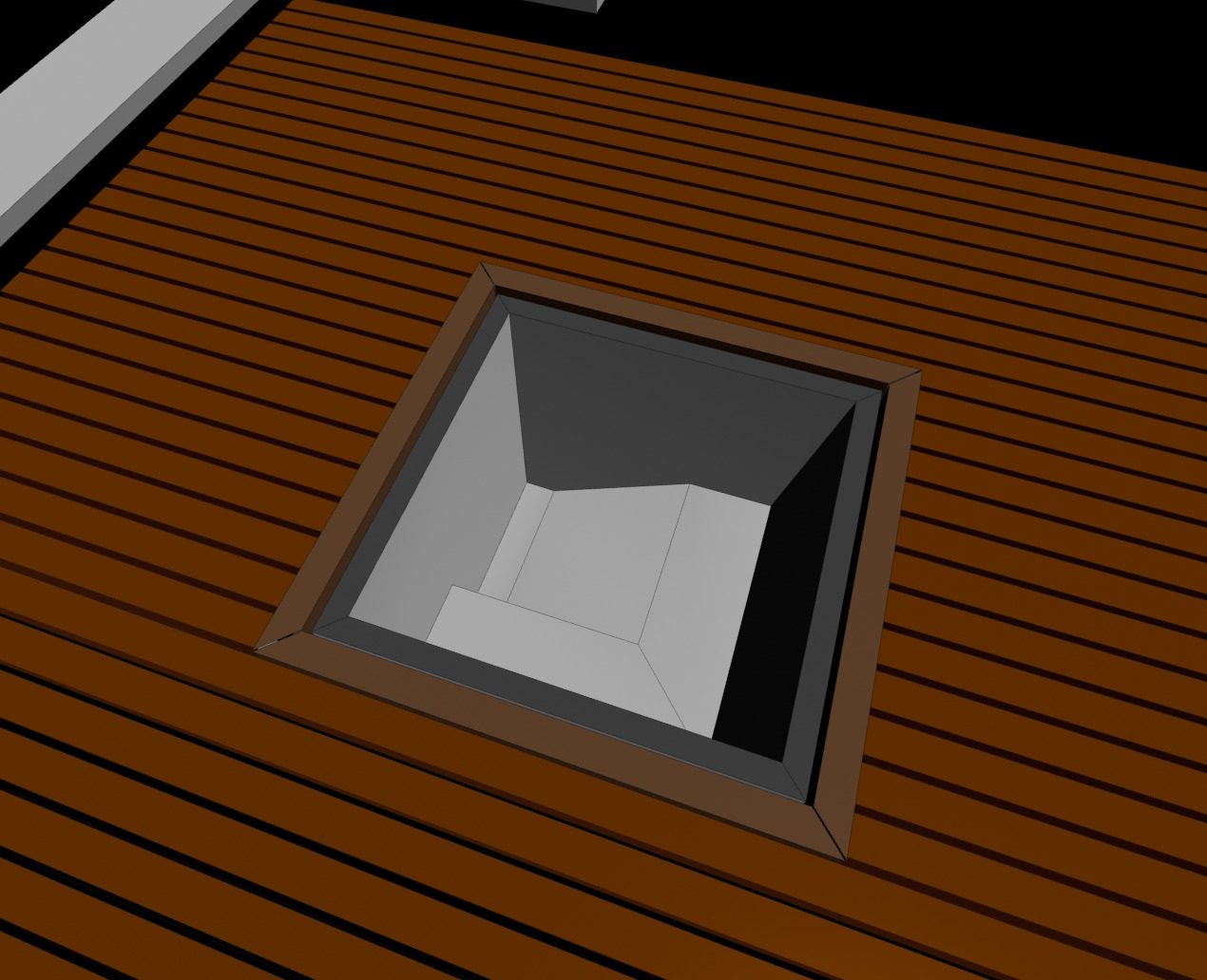 Estudo 3D do ofurô no deck